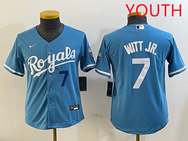 Youth Kansas City Royals #7 Witt jr Light Blue Game 2025 Nike MLB Jersey style 3->youth mlb jersey->Youth Jersey